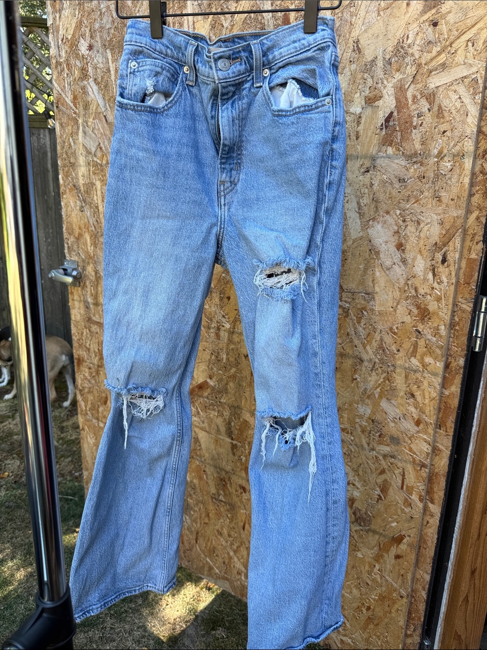Levi's Light Blue Distressed Flare Jeans
